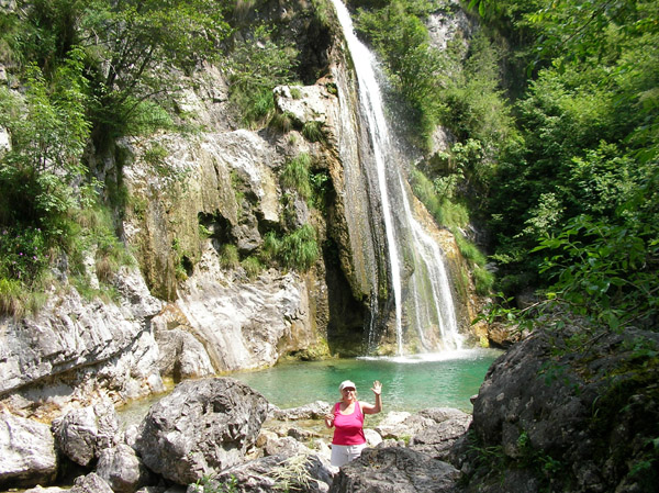 Waterfall high above Lake Garda